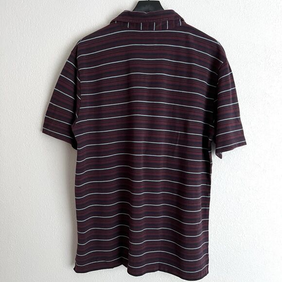 Billy Reid Men’s Striped Polo Shirt Size XXL Maroon - Picture 2 of 5